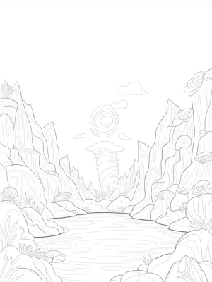 Magical Mountain Landscape with Whimsical Trees