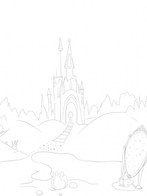 Magical Castle with Crown Turrets and Gemstone Path