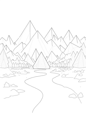 Triangular Mountains and Colorful Prisms Landscape