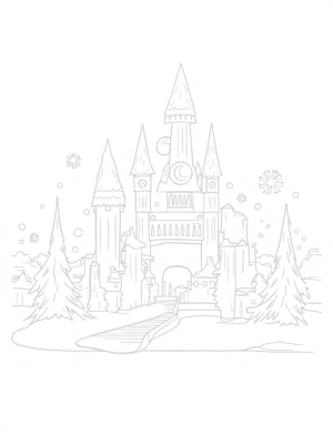 Majestic Ice Castle Over a Frozen Lake