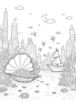 Underwater Coral City with Colorful Sharks