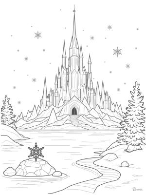Majestic Ice Palace in a Snowy Landscape