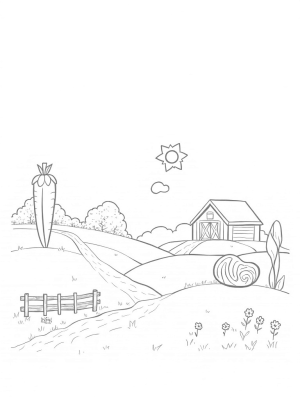 Oversized Veggies in a Whimsical Farm Landscape