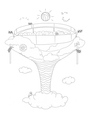 Floating Sports Arena with Basketball Islands
