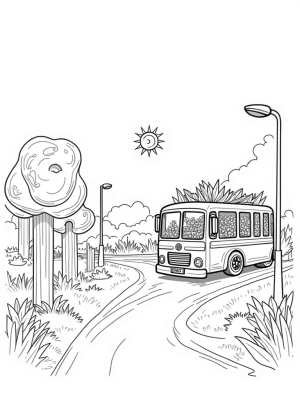 Vintage Bus Greenhouse in a Colorful Cityscape