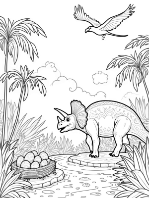 Triceratops in a Lush Prehistoric Jungle