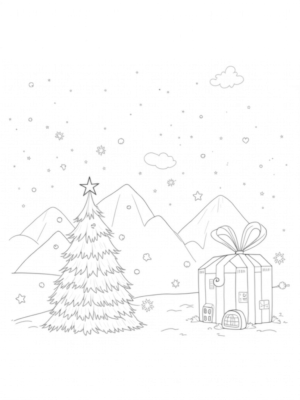 Holiday Village with Giant Candy Canes and a Christmas Tree