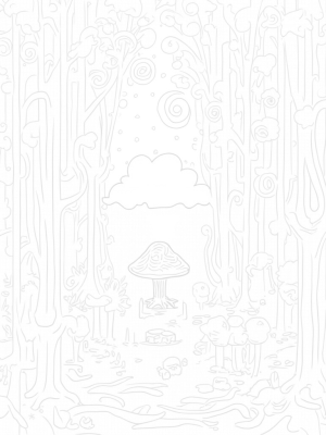 Enchanted Forest with Giant Acorn and Woodland Creatures