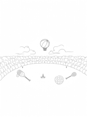 Abstract Sports Arena with Hoops and Ribbons