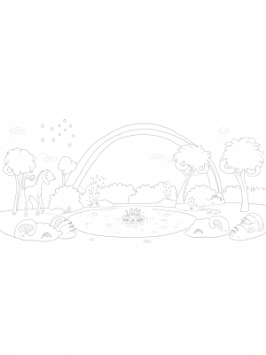 Giant Horseshoe Over a Colorful Meadow