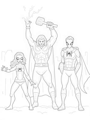 Thor, Black Widow, and Spider-Man Unite