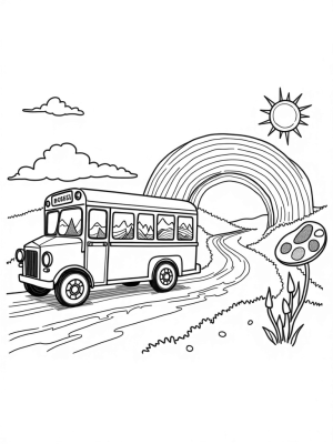 Giant Pencil Bus on a Crayon Road