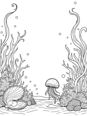 Tranquil Underwater Garden with Coral and Jellyfish