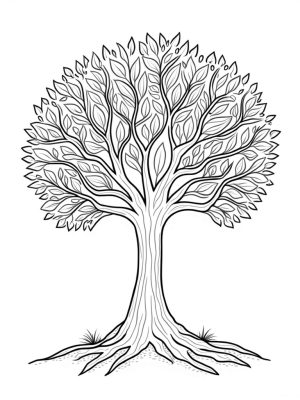 Seasonal Tree with Flowers, Leaves, and Snow