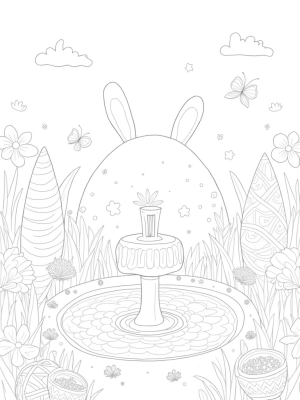 Easter Garden with Giant Eggs and a Carrot Fountain