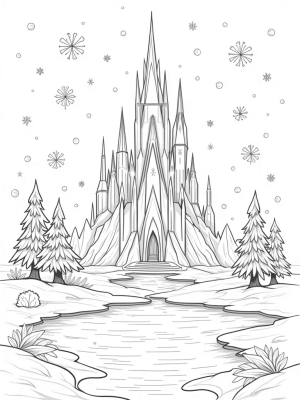 Majestic Crystalline Ice Castle in a Snowy Wonderland