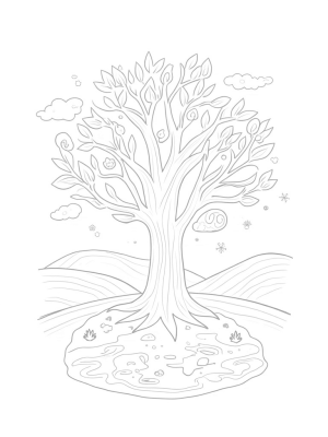 Four Seasons Tree with Whimsical Branches