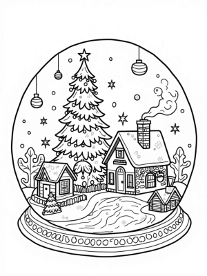 Holiday Village in a Snow Globe