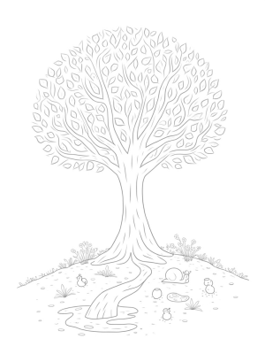 Four Seasons Tree with Spring, Summer, Autumn, and Winter