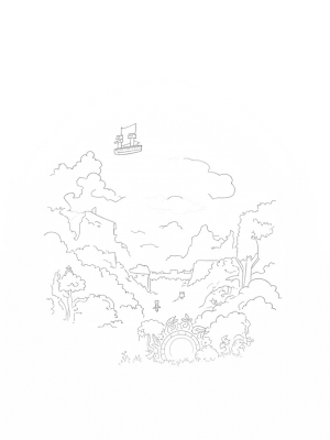 Cityscape with Giant Gear and Airship