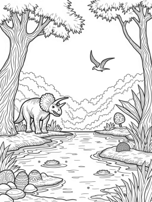 Triceratops in a Prehistoric Jungle