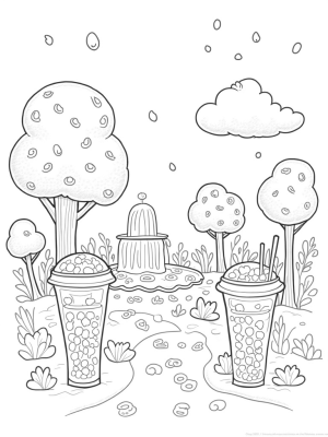 Boba Tea Garden with Bubble Tea Trees