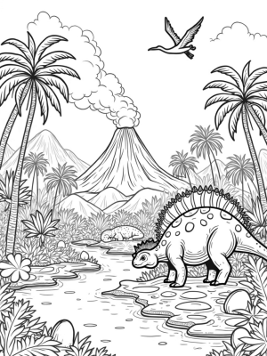 Stegosaurus in a Prehistoric Jungle