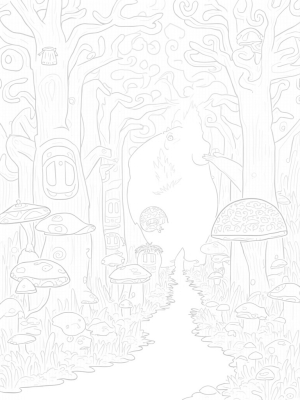 Whimsical Forest Clearing with Gruffalo and Giant Mushrooms