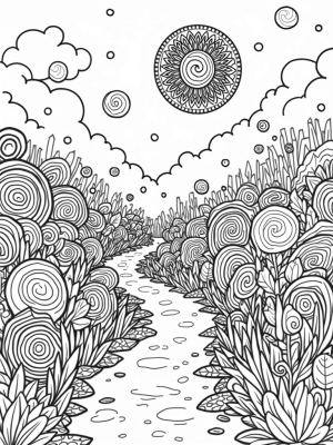 Oversized Circles Garden with a Radiant Sun