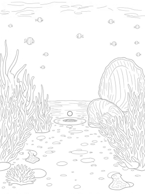 Underwater Garden with Coral and Clam Shell