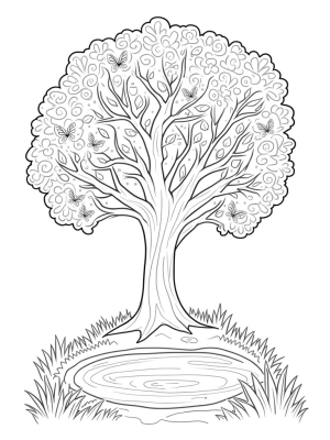 Four Seasons Tree with a Winding Path