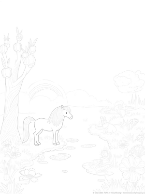 Colorful Ponies in a Dreamy Meadow