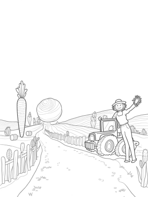 Giant Veggies and Whimsical Tractor on the Farm