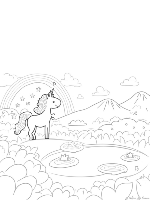 Majestic Pony in a Colorful Meadow