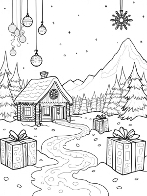 Giant Gingerbread House in a Winter Wonderland