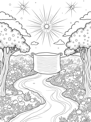 Giant Scroll in a Magical Garden