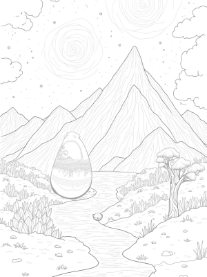 Majestic Dragon Scale Pathway in Mountain Landscape