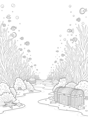 Underwater Garden with Seashell Pathway and Jellyfish Lanterns