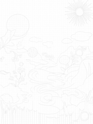 Floating Orbs in a Colorful Garden