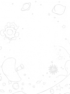 Cosmic Garden with Celestial Flowers and a Crescent Moon