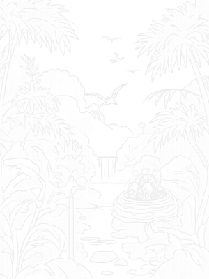 Prehistoric Jungle with Dinosaur Footprint and Pterodactyls