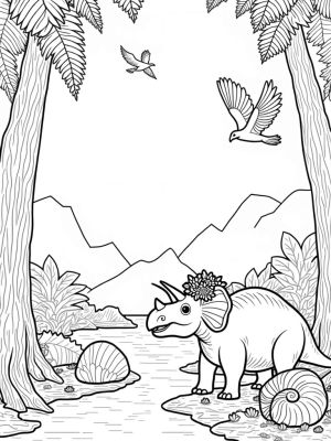 Triceratops in a Prehistoric Jungle