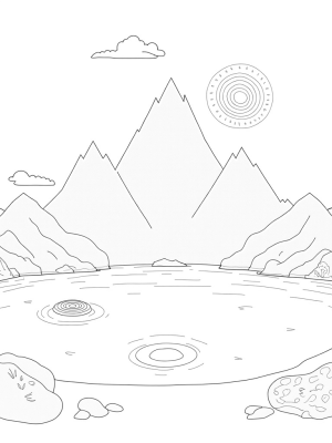 Majestic Mountain Range with Reflective Lake and Mandala