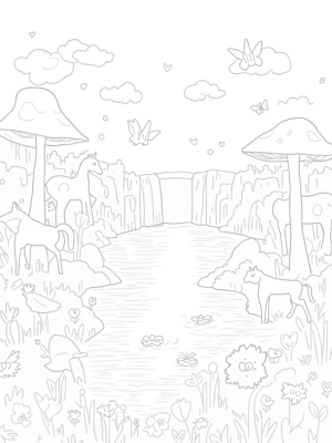 Pony Silhouettes in a Flower-Filled Meadow