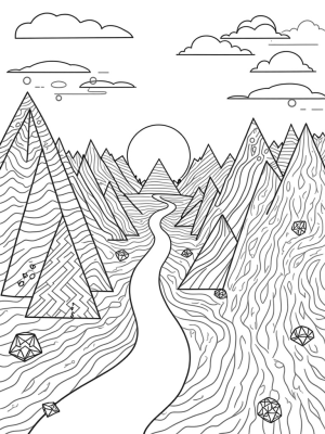 Triangular Wonderland with Mountains and Gemstones