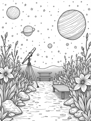 Cosmic Garden with Luminescent Planets and a Telescope