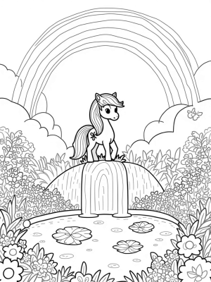 Majestic Pony in a Flower-Filled Meadow