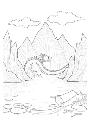 Majestic Mountain Range with Dragon Rock Formation