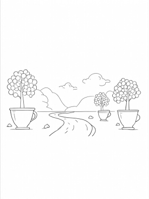 Boba Tea Garden with Oversized Tapioca Pearls