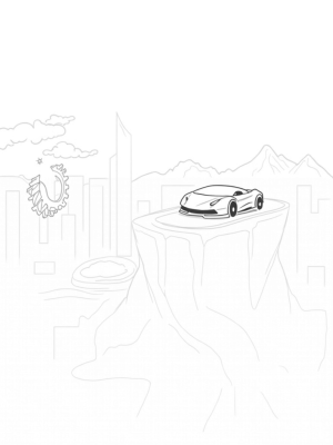 Futuristic Lamborghini on a Floating Platform